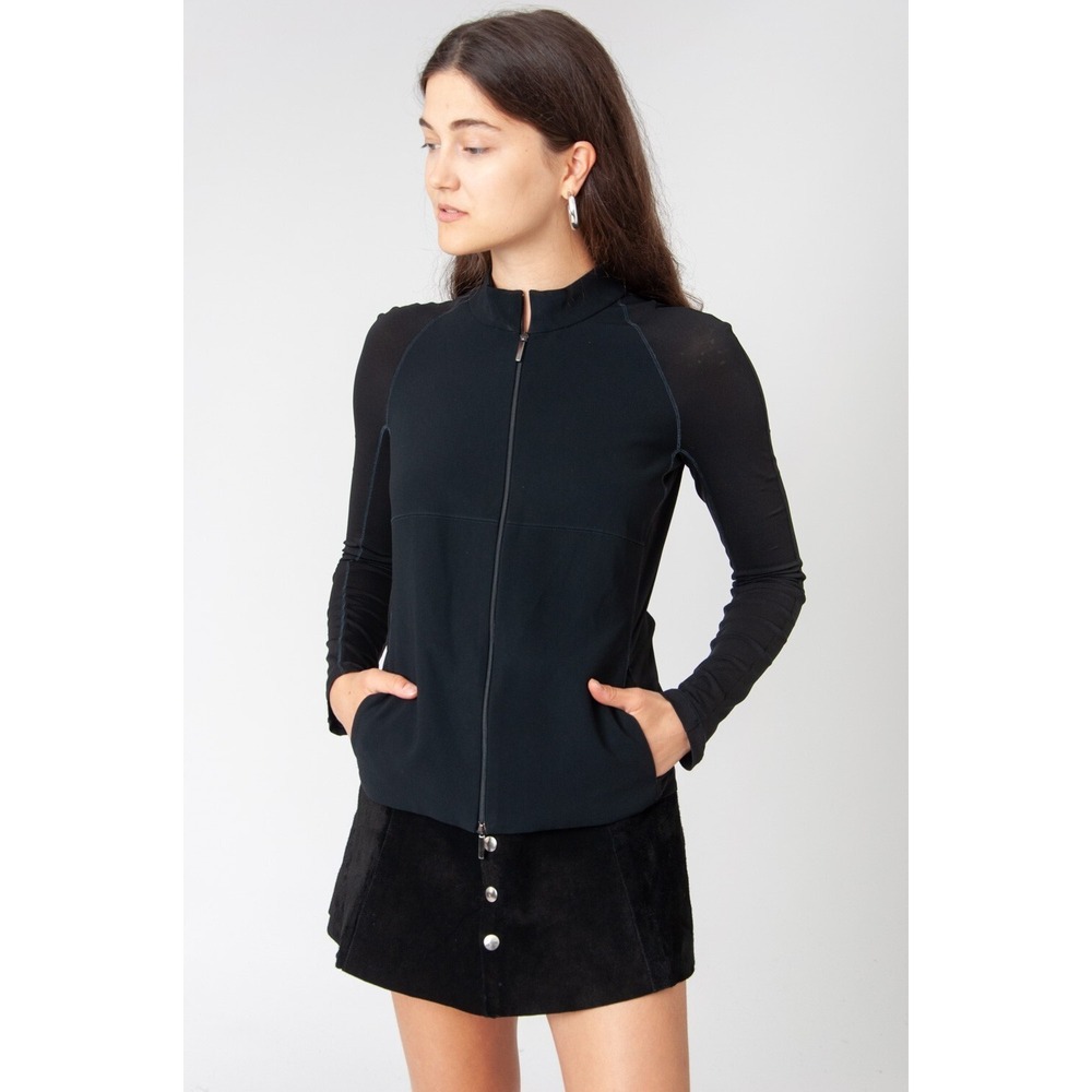 S Max Mara Women's Black Full Zip Workout Lightweight Athletic Jacket Size Small